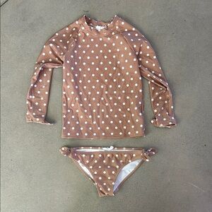 Minnow swim Polka Dot Kids Swim Set - Brown and White